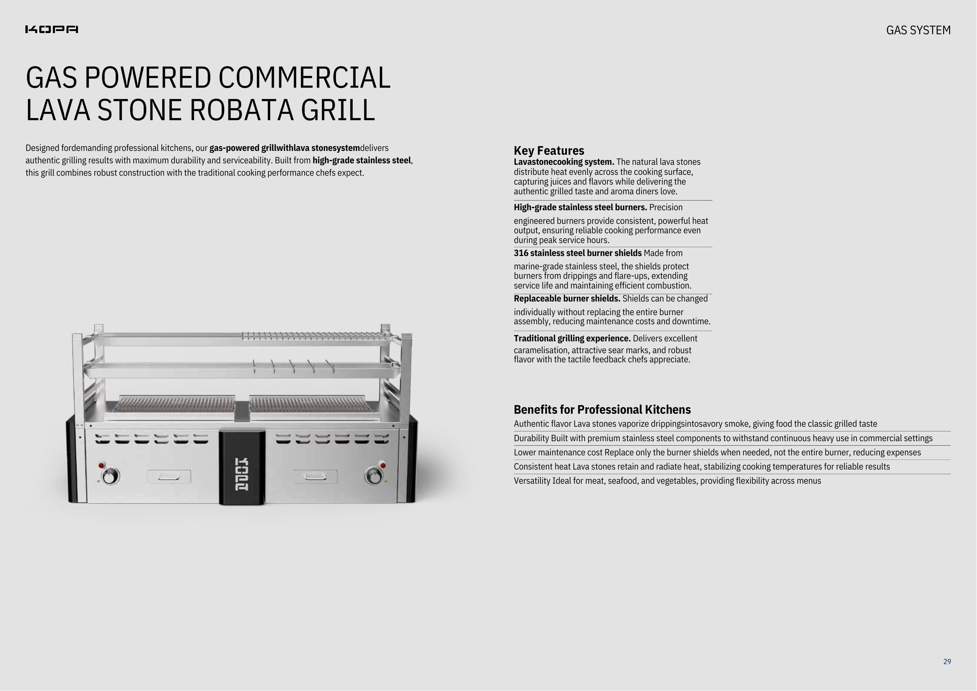 Lavastein gasbetriebener Robatagrill für die Gastronomie 