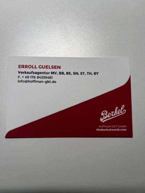 Berkel Professional Visitenkarte von Erroll Guelsen 
